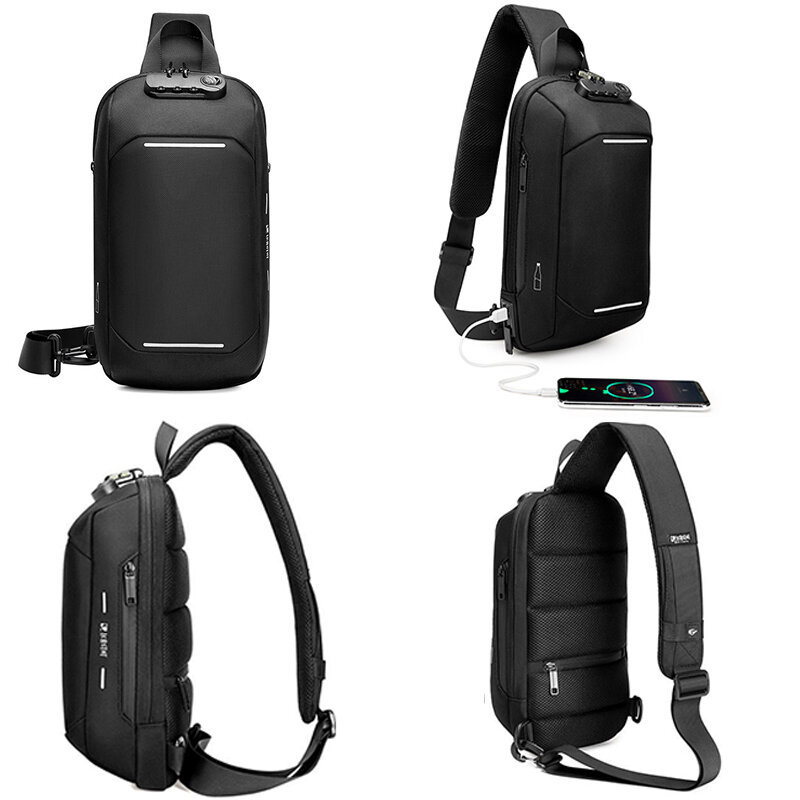 Bolso de hombro multifunción para hombre, bandolera de viaje con USB, a la moda, para el trabajo