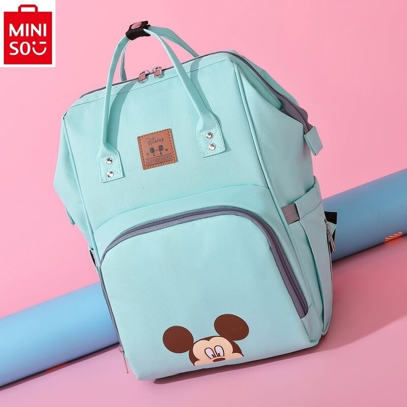 MINISO 디즈니 엄마와 아기 미키 만화 인쇄 다기능 대용량 패션 옥스포드 천 엄마 가방