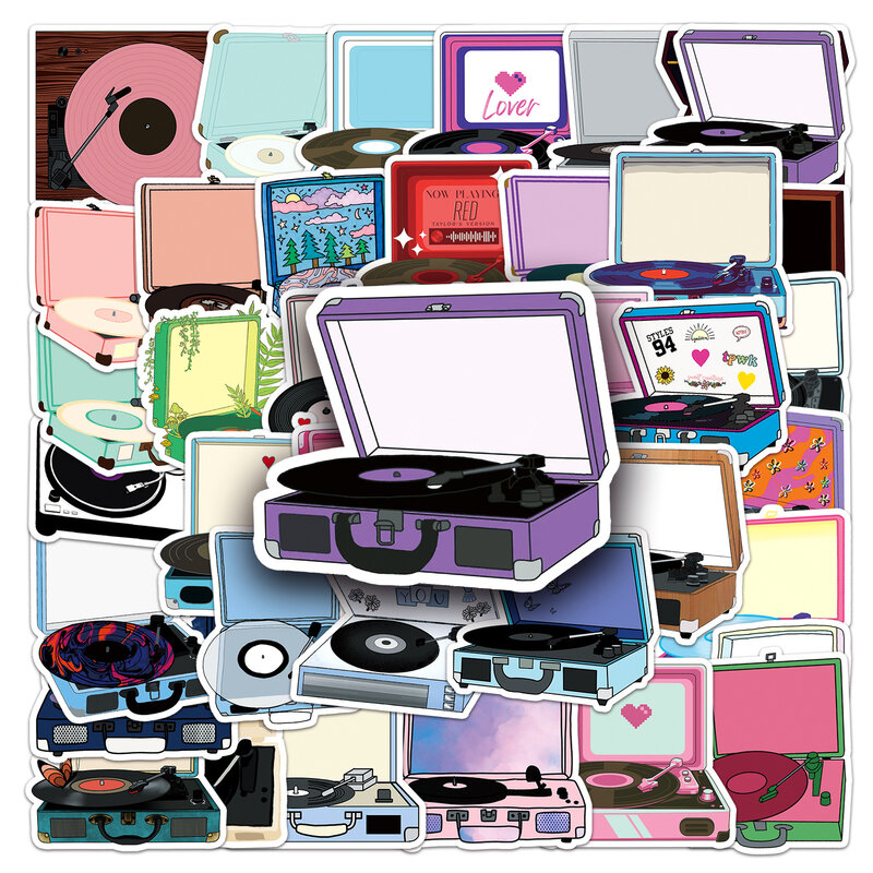 50 Stuks Cartoon Platenspeler Serie Graffiti Stickers Geschikt Voor Laptop Helmen Desktop Decoratie Diy Stickers Speelgoed Groothandel