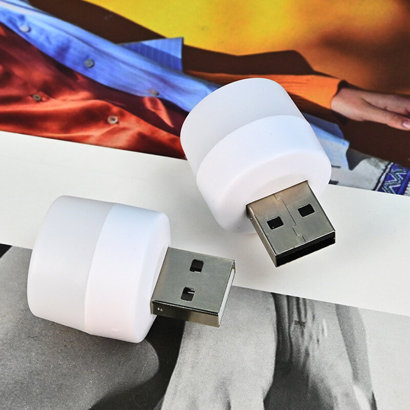 USB 충전식 미니 휴대용 LED 야간 조명, 보조배터리 충전 USB 책 조명, 소형 원형 독서 책상 램프