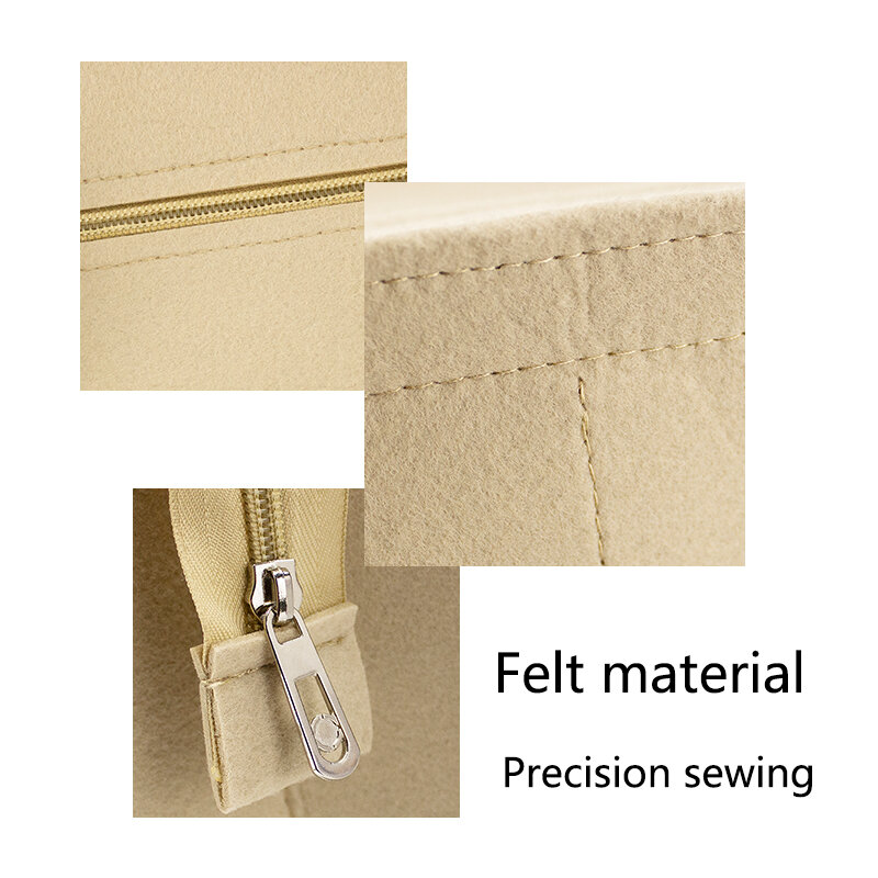 Felt Storage Bag Fit For Luxury tote Bag Large Capacity With Cover Travel Insert Liner Bag TINBERON Zipper Organize Cosmetic Bag