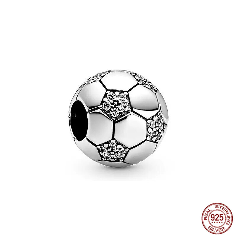 Sports Series Charm Jewelry Football Rugby Volleyball Beads 925 Sterling Silver Badminton Pendant Fit Original Pandora Bracelet