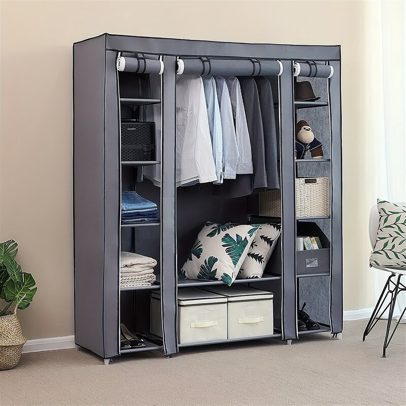 69 Portable Clothes Closet Wardrobe Storage Organizer with Non-Woven Fabric Quick and Easy to Assemble Extra Strong and Durable 
