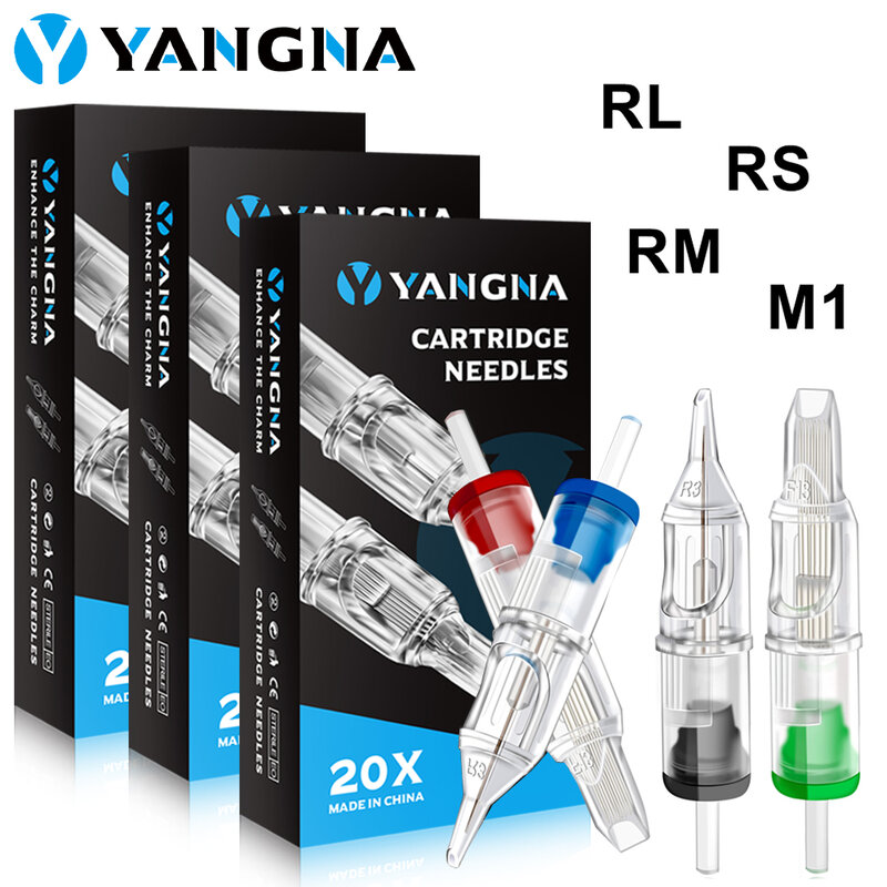 YANGNA Tattoo Cartridge Needles Disposable Sterilized RL/RS/RM/M1 Tattoo Cartridge for Tattoo Machine Supply 100/80/20/10PCS