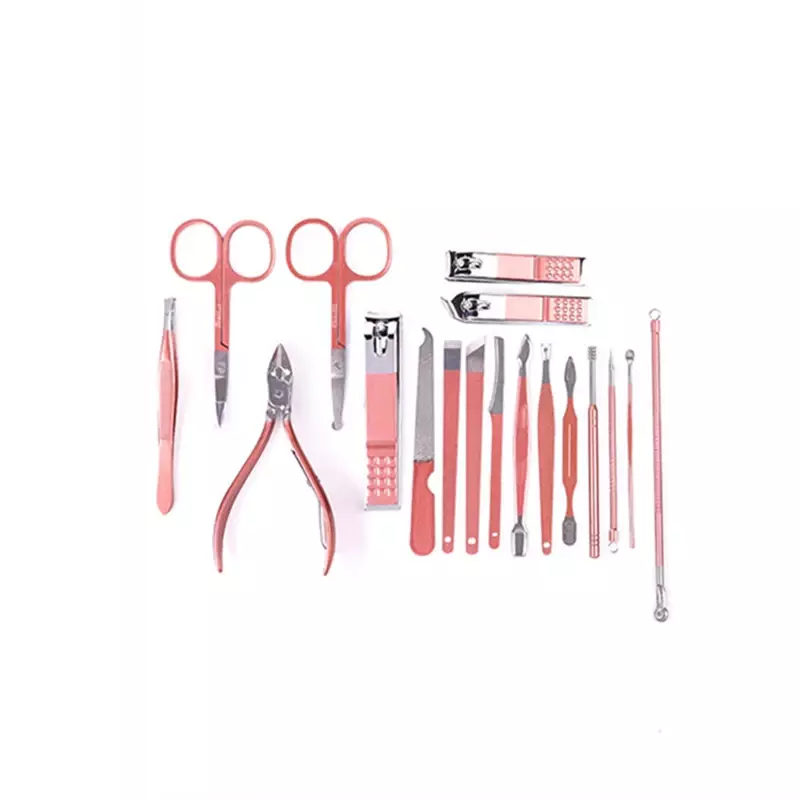 18 Pcs Portable Manicure Set Tools Cleaning Eyebrow Trimmer Pedicure Scissor Stainless Steel Household Nails Clipper Ear Spoon