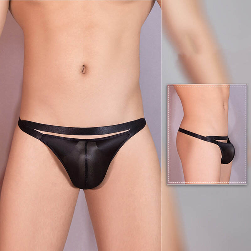 Male Briefs Underwear Solid Color Thong Breathable Comfortable Elastic Free Size Glossy Lingerie Comfy Fashion