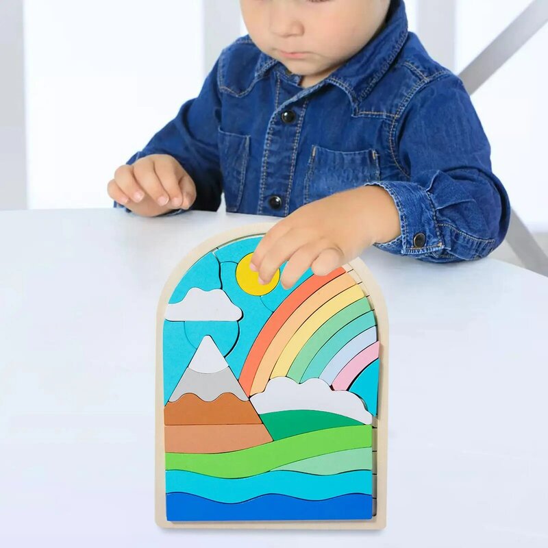 Wooden Jigsaw Puzzle, Colors and Shapes Cognition Montessori Toys for Kids, Age 4+ Years Old, Baby Toddlers
