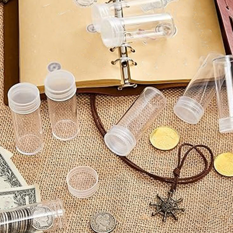 10 buah penyimpanan koin Quarter pemegang tabung tabung pelindung koin untuk semua koin mengumpulkan persediaan