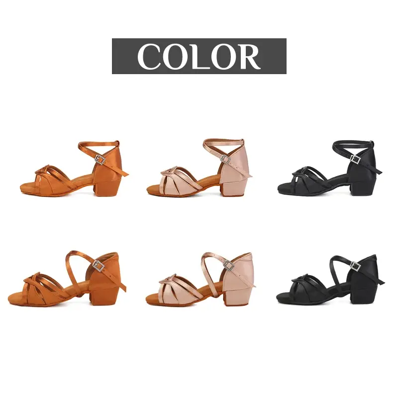Zapatos de baile para niñas pequeñas, zapatos de baile de salón para mujeres, zapatos de práctica Latina para niños, sandalias de Salsa S, 3,5 cm