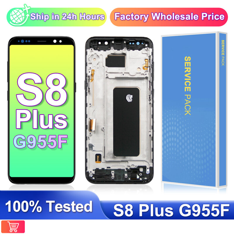 100% Được Kiểm Tra 6.2 "Dành Cho Samsung Galaxy Samsung Galaxy S8 Plus Màn Hình LCD Hiển Thị Bảng Điều Khiển Cảm Ứng Bộ Số Hóa G955 G955F G955fd G955F G955 Màn Hình Lcd màn Hình Có Khung