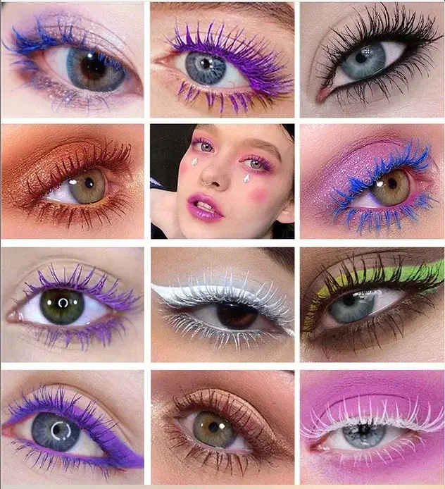 14 Color Color Mascara Thick Curl Waterproof Non-smudding Stage Makeup Natural Lasting Purple White Red