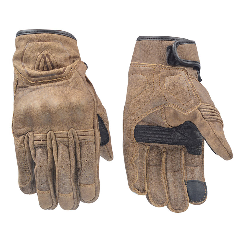 Willbros-guantes Retro de dedo completo para motocicleta, protección de cuero genuino para deportes al aire libre, Motocross, bicicleta de calle, equitación