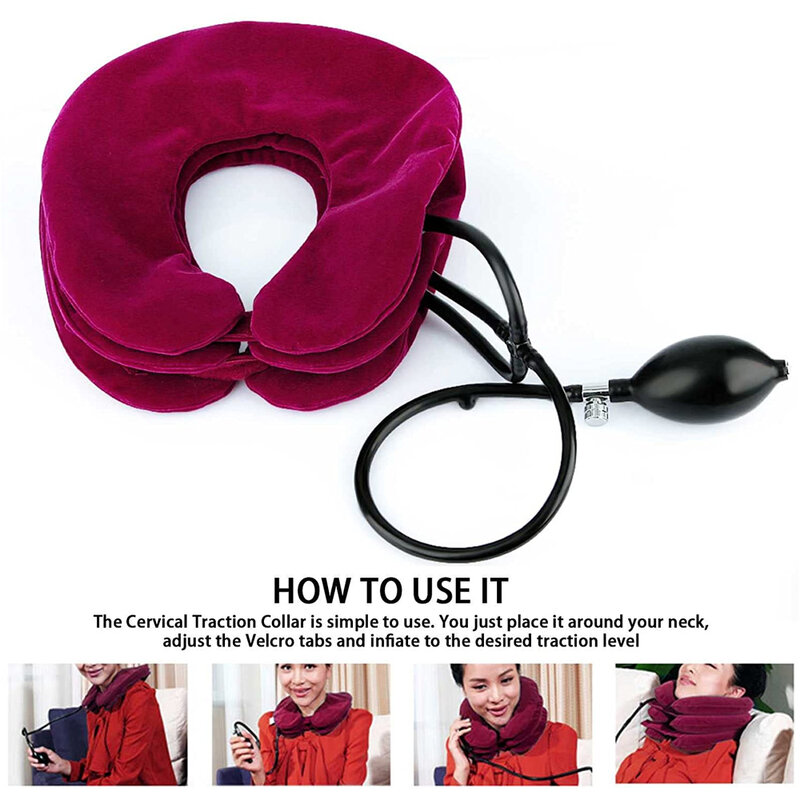 Устройство для вытяжки шеи, облегчение при хронической боли в шее и плечах, надувной ошейник для растяжки шеи для домашнего облегчения