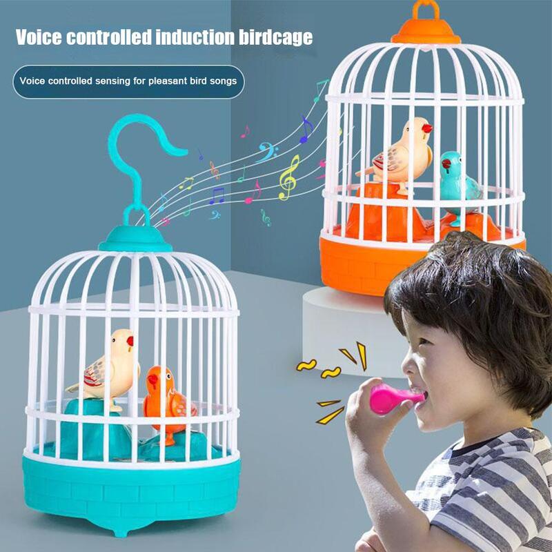 Mówiący elektryczny ptak indukcyjna kontrola dźwięku klatka dla ptaków klatka dla dzieci prezent symulacyjny dla zwierząt nowość zabawka edukacyjna głos E3V4