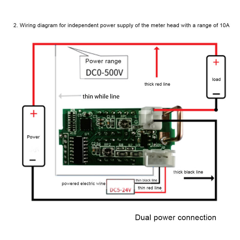 Amperometro voltmetro DC 500V 10A regolabile rosso blu LED Amp doppio voltmetro digitale voltmetro digitale 0.28 pollici
