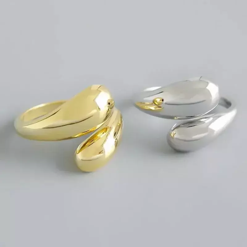 Anello aperto Color oro argento anello regolabile con personalità a goccia liscia gioielleria raffinata per accessori per feste per ragazze da donna tendenza 2024