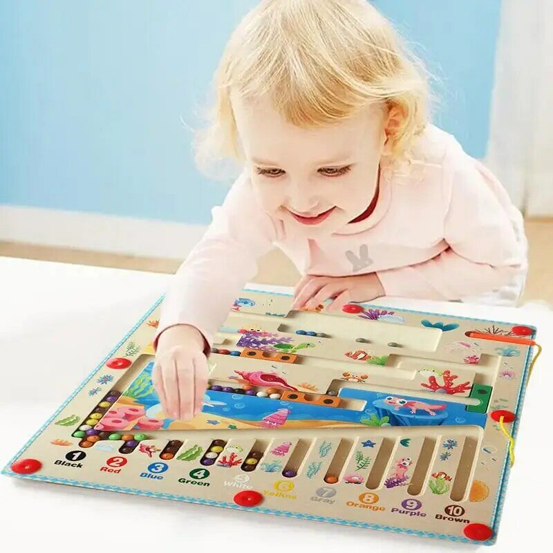 Labirinto de Contagem de Cores Magnéticas para Crianças, Montessori, Aprendizagem, Quebra-cabeças, Primeiros Filhos, 3 Anos