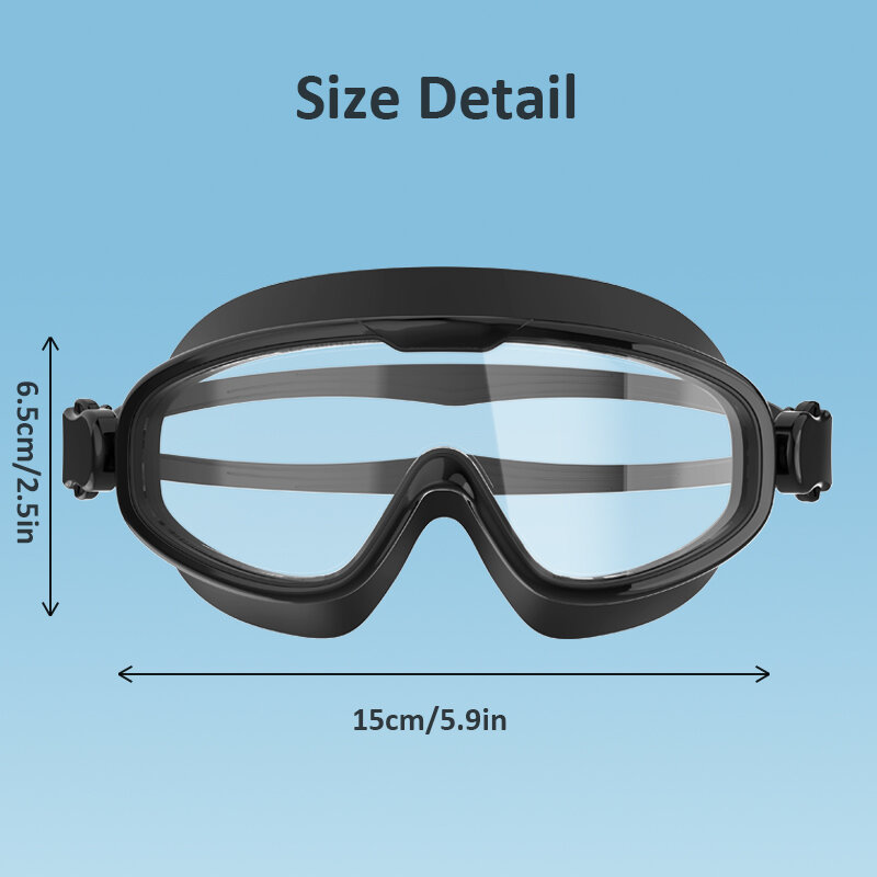 Lunettes de natation à grand cadre pour hommes et femmes, lunettes de natation étanches, lunettes de plongée anti-buée HD
