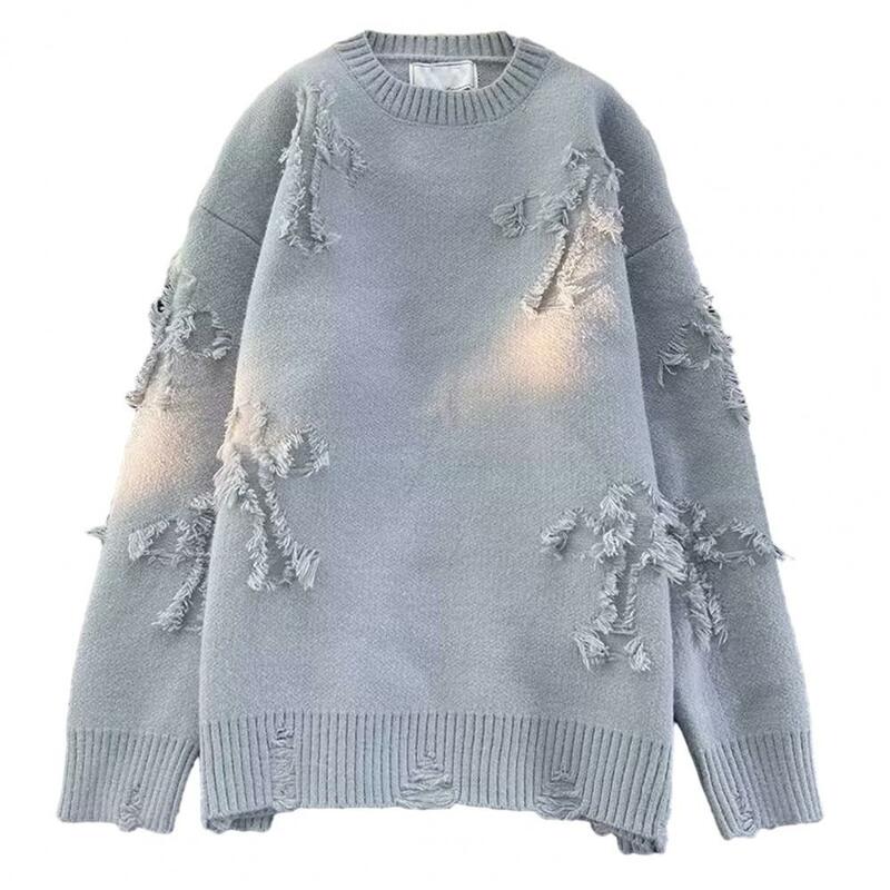 2023 Autumnand Streetwear Men New Retro Hole Fringed Sweater Loose Versatile Sweater For Men And Women Long Sleeve Sweater