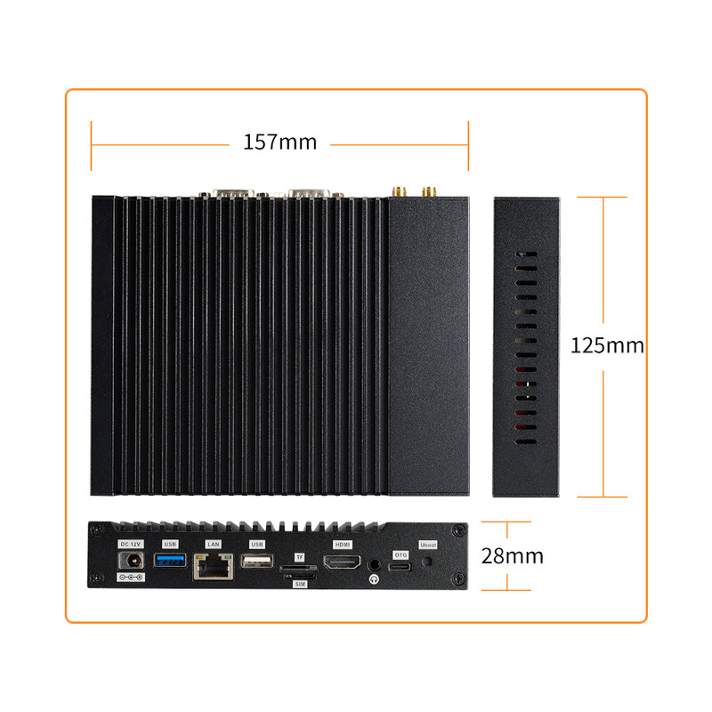 Liontron Industrial Fanless Mini PC Amlogic 4 Core 1.2Tops NPU COM RS232 RS485 built-in PCIe Support 2.4G & 5G WiFi Android API