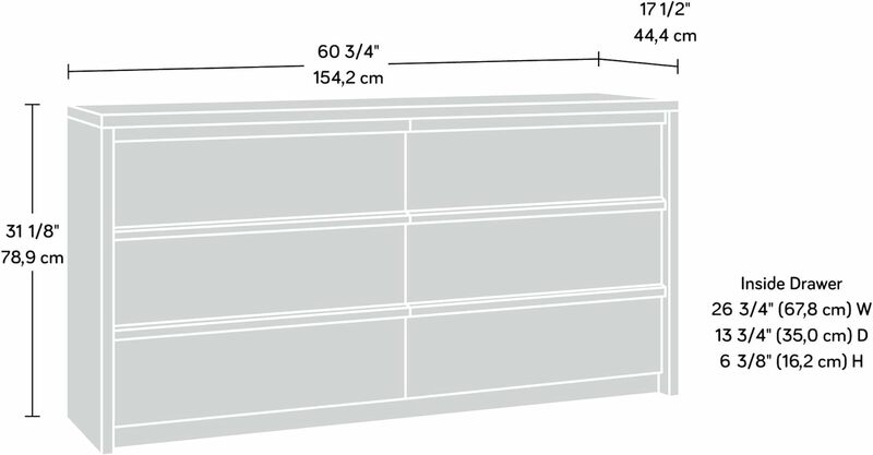 Комод Sauder Харви парк, Д: 60,71 x Ш: 16,5 x в: 30,13 дюйма, отделка грандиозным орехом