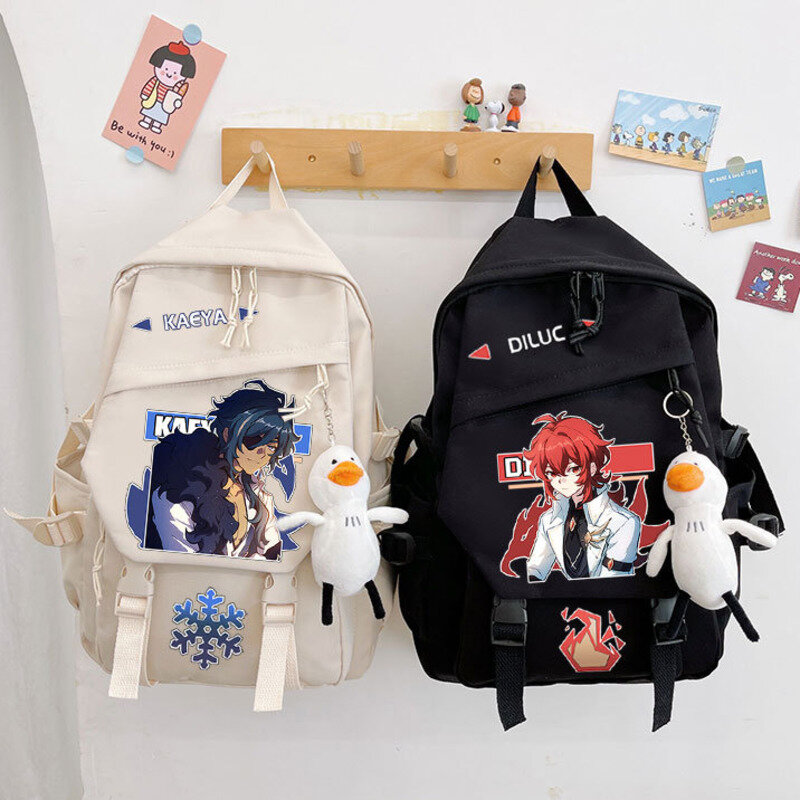 Genshin Impact Students School Backpack Hu Tao Xiao Students School Book Bag Pocket Shoulder Travel Bags For Girls Boys Teenager