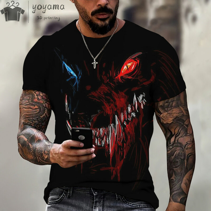 T-Shirt 3D nadruk zwierzęcy koszule męskie letni męski sweter z krótkim rękawem topy oversize Tees odzież męska O-Neck męski T-Shirt