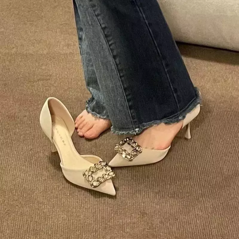 Décolleté da donna 2024 New Fashion Stiletto scarpe a punta per donna lavoro d'ufficio Slingbacks antiscivolo di lusso tacchi alti da donna