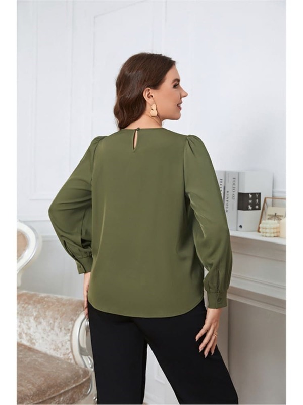 Jersey holgado de manga larga para mujer, blusa corta con agujeros, plisada, informal, talla grande, Otoño, 2023