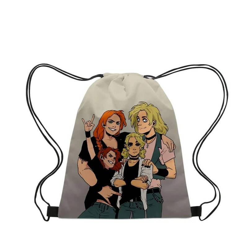 Metal Family Cartoon 2023 New Handbags Cloth Canvas Drawstring Bag Women Men Leisure Bags