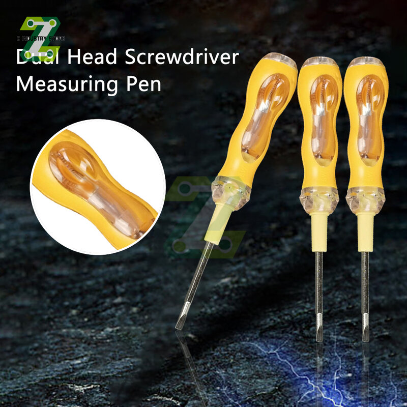AC100-500V Test Pen Dual Head Phillips Flat-head Screwdriver Measuring Pen Electrician Maintenance Tool Leakage Detection Tool