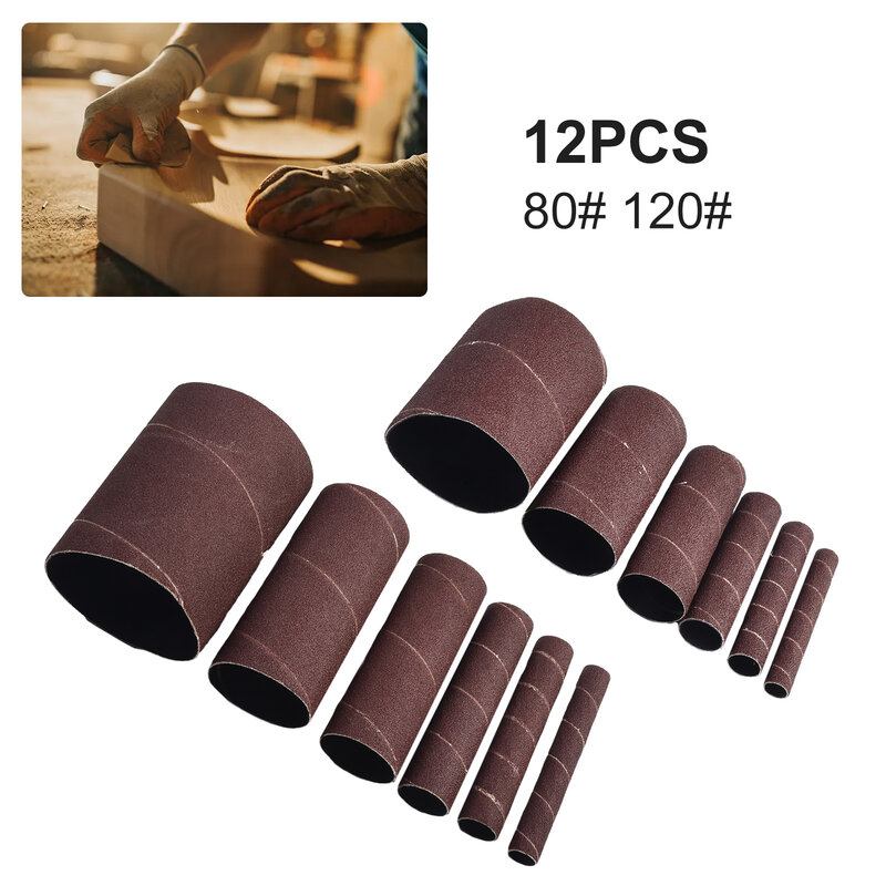 12pcs 4-1/2 Inch Sanding Drum Sleeve Sanding Paper Drum For Metal Woodworking Polishing Sanding Paper Abrasives Tools 80# 120#