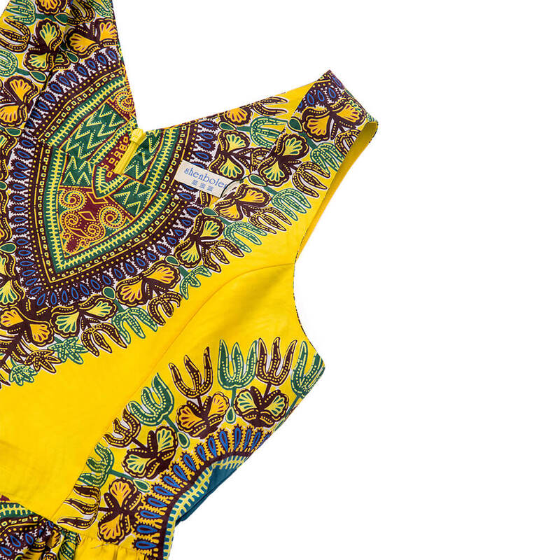 ชุดเดรสแอฟริกันสำหรับผู้หญิงชุดเดรสภาพพิมพ์ดอกไม้ใหม่ชุดเดรสสีเหลืองชุดโบราณดาชิกิเดร...
