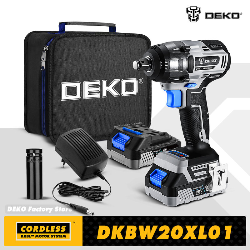 [World Premiere】DEKO 20V MAX беспроводной бесщеточный ключ 350 нм Электрический ударный гайковерт с высоким крутящим моментом электроинструменты (DKBW20XL01)