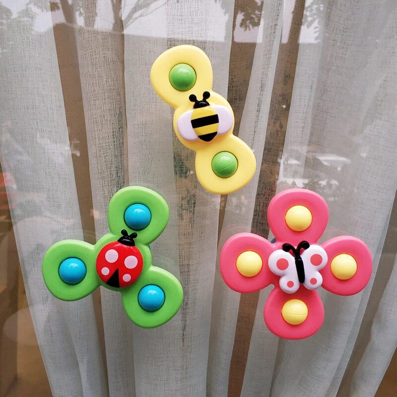 1PCS Baby Cartoon Fidget Spinner Toys Colorful Insect Gyro Educational Toy Fingertip Rattle Bath Toys for Boys Girls Gift