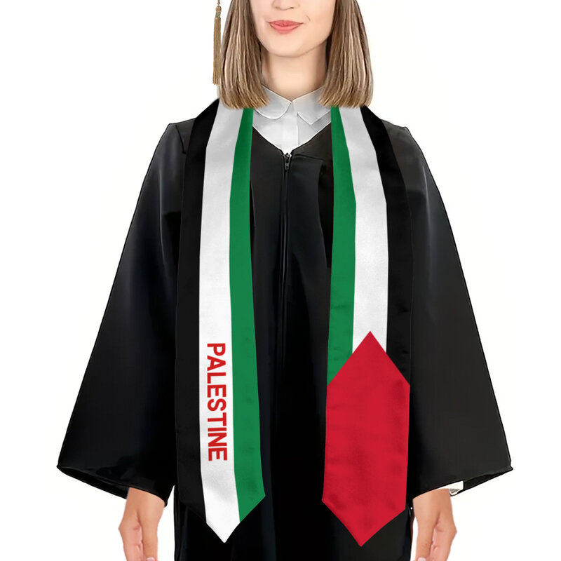More design-chal de graduación con bandera de Palestina y Estados Unidos, faja de estola, Honor, estudiar a bordo, Estudiantes Internacionales