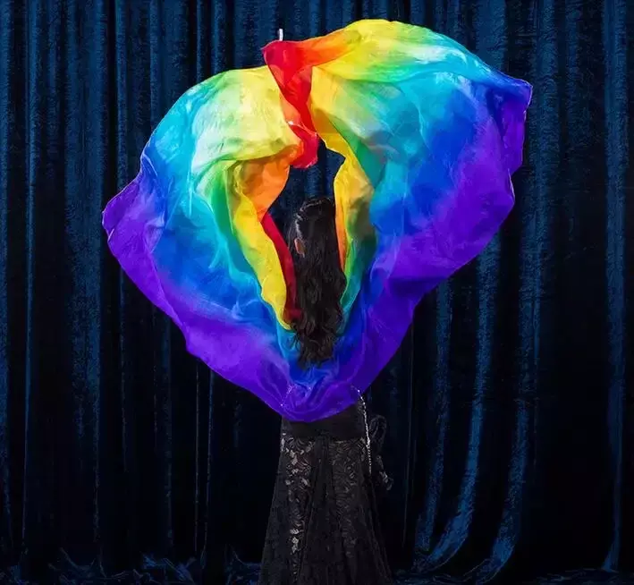 Bufanda de seda personalizada para niña, chal de danza del vientre, velo de Color degradado, 79x35 pulgadas, accesorios de actuación para escenario, surtidos