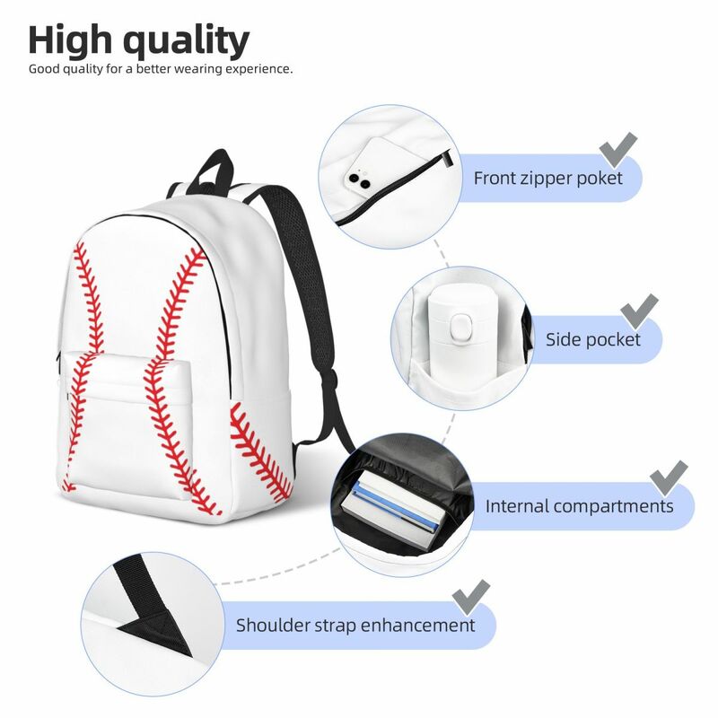 Mochila de puntadas de béisbol para adolescentes, bolsas de libros para estudiantes de secundaria media, mochila de día para exteriores