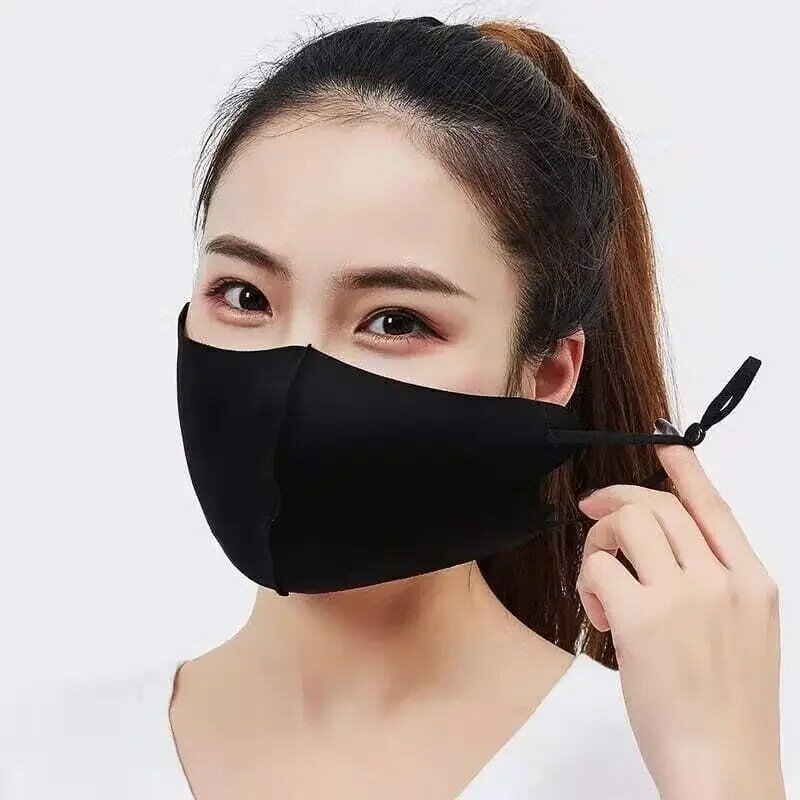 10 sztuk DIY własne Logo maska regulowany zmywalny przeciwkurzowe twarzy lodowy jedwab usta maska oddychająca lato ochronne maski na twarz