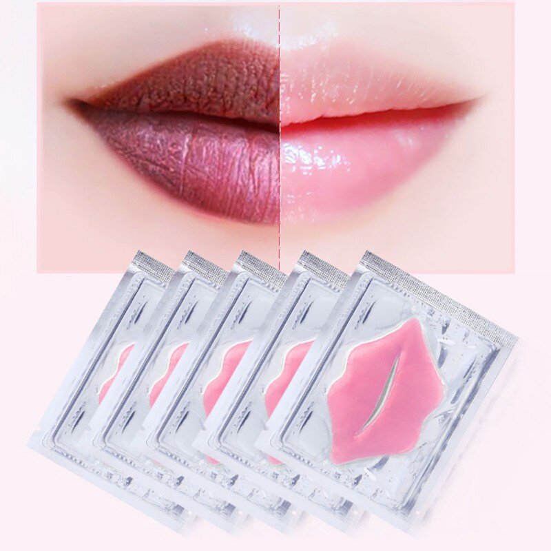 20 buah masker bibir kolagen kristal masker bibir pemadat bibir masker bibir merah muda masker bibir pelembap kosmetik Korea Perawatan Kulit untuk kecantikan