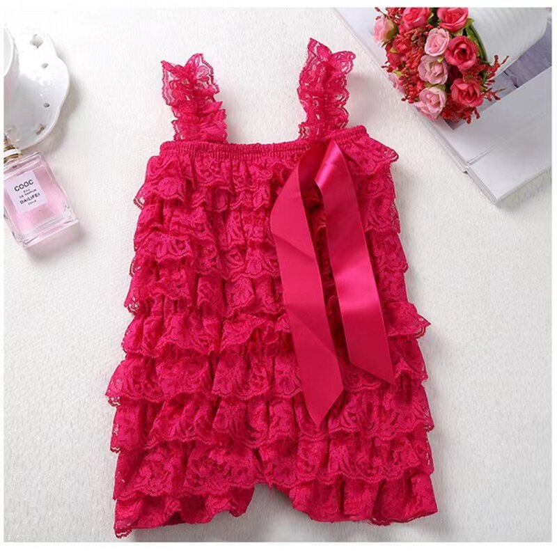 Cute Girls Clothing Baby Yellow Lace Rompers Toddler Infantil Macacões Ruffle Romper Baby Birthday Party Outfit