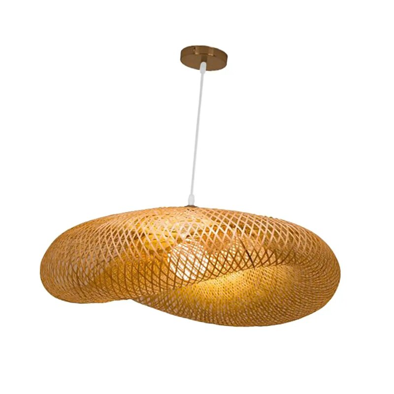 Bamboe Weven Led Hanglamp, Hangende Kroonluchter Keuken Vintage Plafondlampen Voor Bar Restaurant Slaapkamer Decor Accs