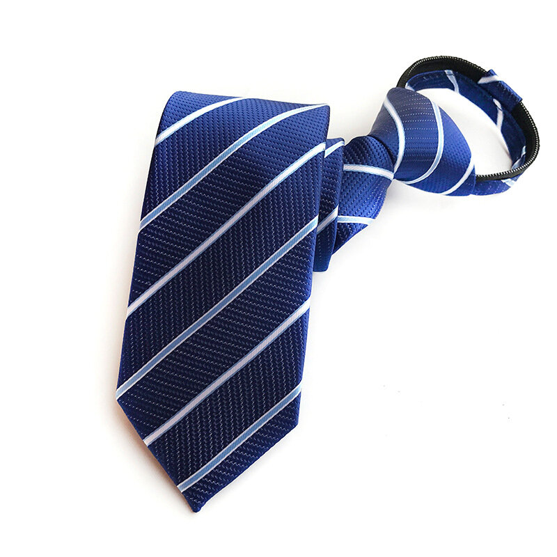 Zíper gravata homem preguiçoso 8cm listrado gravata negócio preguiçoso fácil puxar gravatas presentes