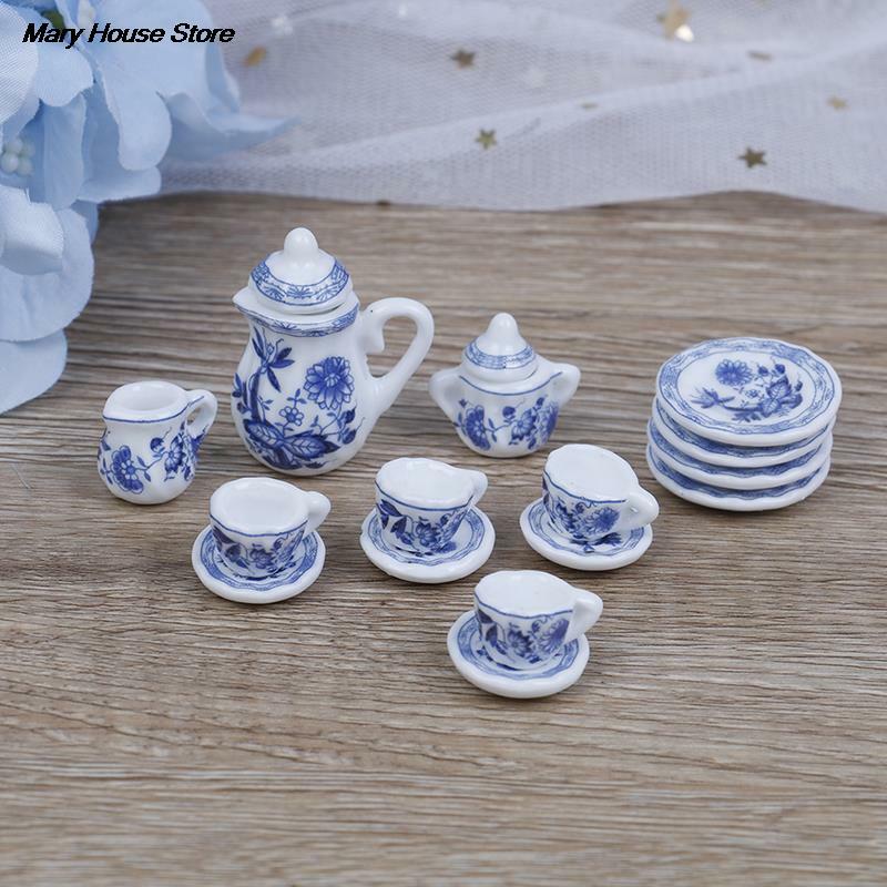 Miniaturowy porcelanowy zestaw filiżanek do herbaty kwiat zastawa stołowa kuchnia meble do domku dla lalek zabawki dla dzieci kubki na herbatę domek dla lalek