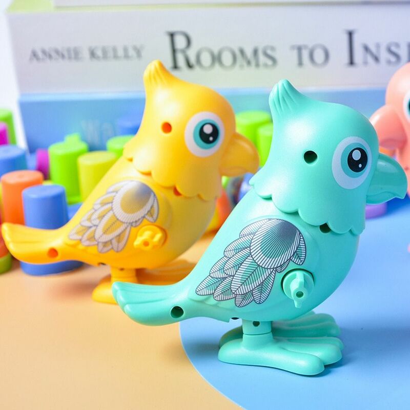 Mainan burung beo bayi lucu klasik mainan anak-anak hadiah anak-anak mesin jam rantai hewan kartun