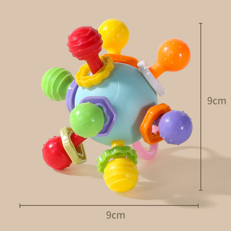 Montessori Baby Toys 0 12 Months Rotating Rattle Silicone Teething Toys Ball Grasping Activity Development Baby Sensory Toy