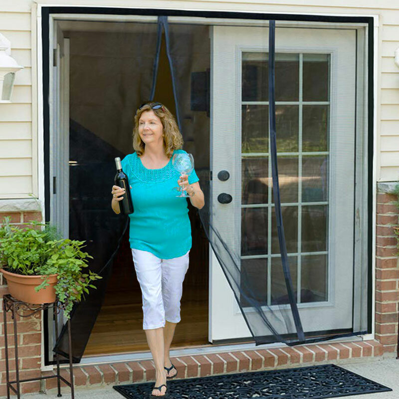 DTGJ магнитные шторы противомоскитные сетки на заказ размер Летняя черная сетка от насекомых автоматически закрывает шторы для стеклянных дверей, гостиной двойной двери, беседки