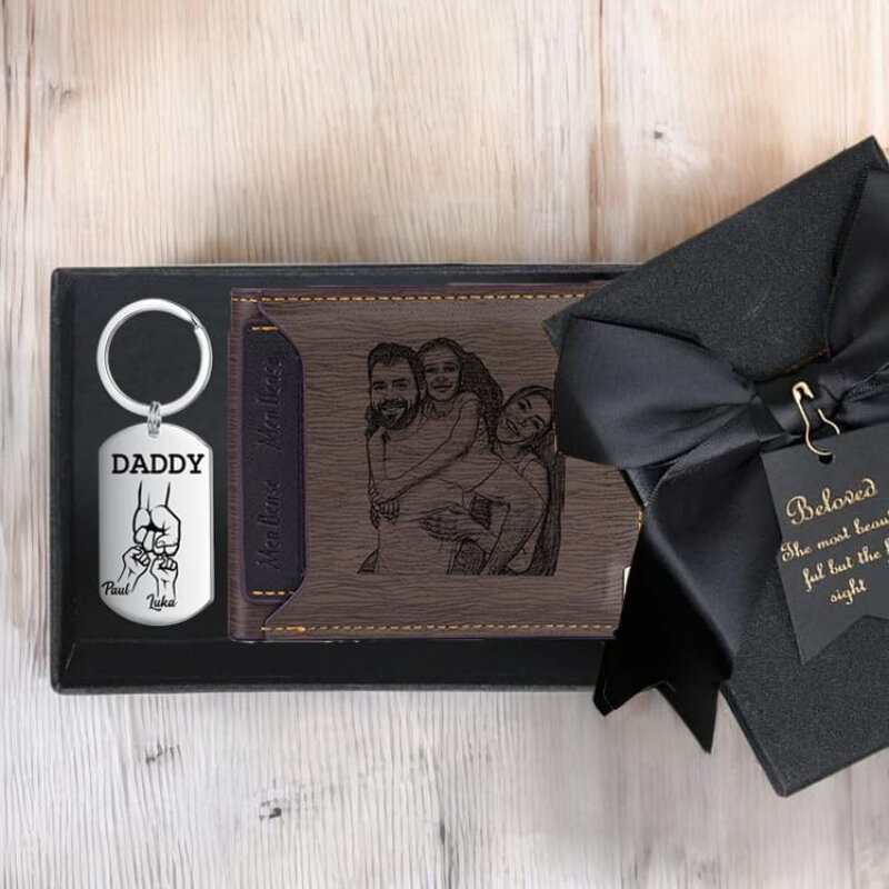 Персонализированный кошелек с фото для мужчин, персонализированные кошельки с именем с изображением для мужчин, подарок для мужчин на День отца, подарок на День святого Валентина для мужа