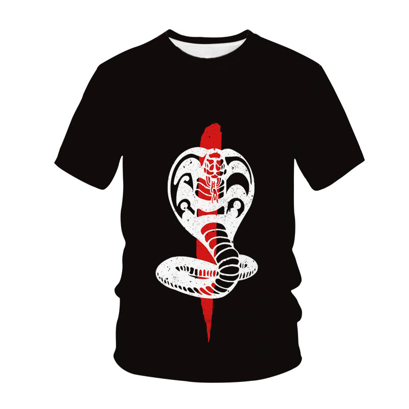 Camiseta masculina 3D Snake Pattern, O-Neck, Tops de manga curta, Harajuku Camisetas grandes, Roupa masculina, Moda