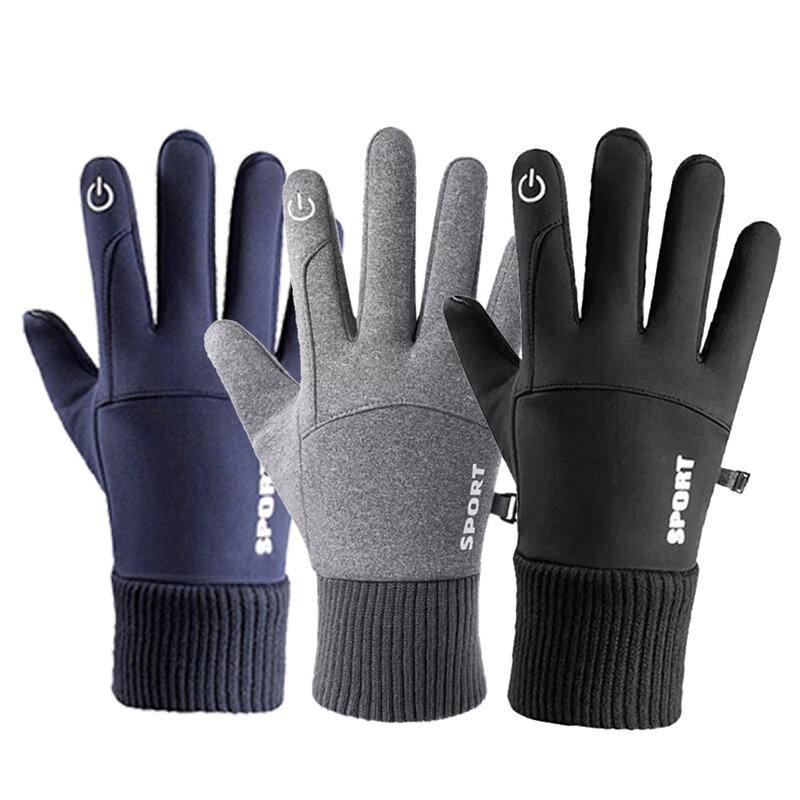 Winter Warm Gloves Full-Finger Waterproof Cycling Outdoor Sports Motorcycle Skiing Touch Screen Fleece Cycling Gloves 2023